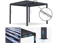 Pergola bioclimatica in alluminio "Windsor" - 3 x 3 m - Antracite