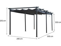 Pergola in metallo con tetto retrattile - 3 x 6 m - Antracite