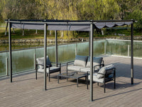 Pergola in metallo con tetto retrattile - 3 x 6 m - Antracite
