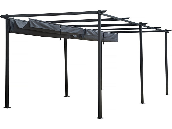 Pergola in metallo con tetto retrattile - 3 x 6 m - Antracite