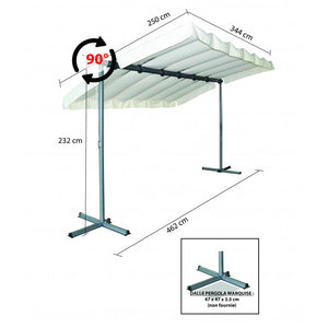 Pergola in Acciaio A Baldacchino 250x350x220 con Telo Estendibile e Pieghevole