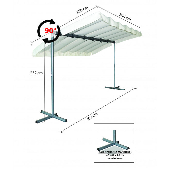 Pergola in Acciaio A Baldacchino 250x350x220 con Telo Estendibile e Pieghevole