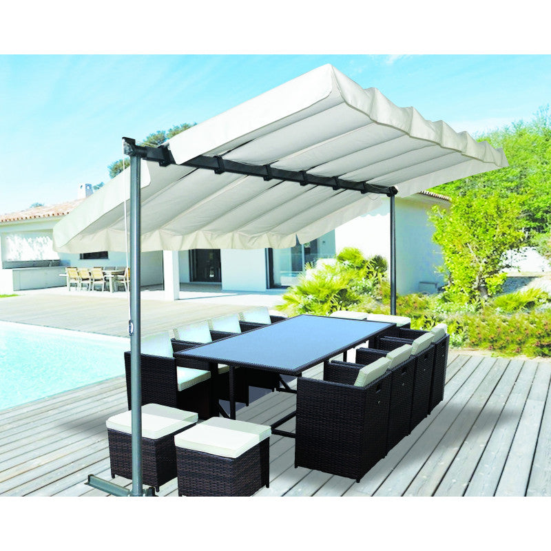 Pergola in Acciaio A Baldacchino 250x350x220 con Telo Estendibile e Pieghevole