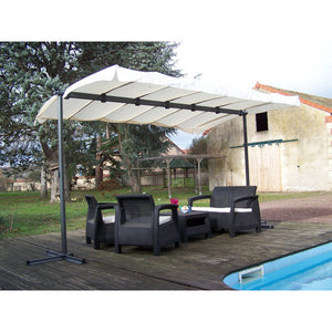 Pergola in Acciaio A Baldacchino 250x350x220 con Telo Estendibile e Pieghevole