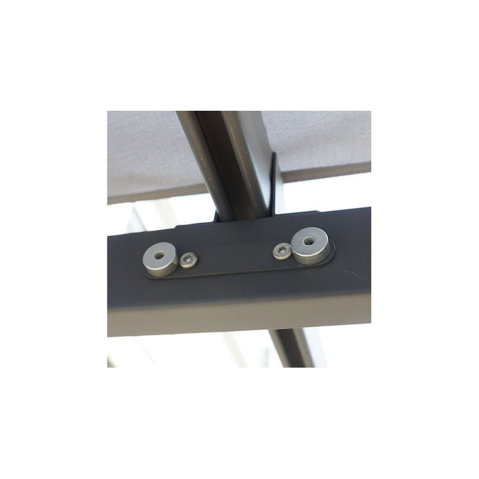 Pergola in Alluminio a 7 Lamburde - Struttura Bianca - Telo Copertura Grigio 280 Gr/Mq