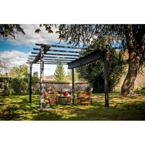 Pergola in Alluminio a 7 Lamburde - Struttura Bianca - Telo Copertura Grigio 280 Gr/Mq
