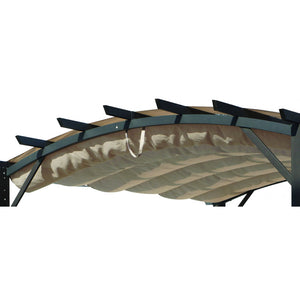 Pergola in Alluminio ad Arco con 7 Lamburde 340x330x240 Colore antracite  e Telo di Copertura