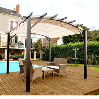 Pergola in Alluminio ad Arco con 7 Lamburde 340x330x240 Colore antracite  e Telo di Copertura