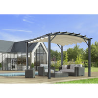 Pergola in Alluminio ad Arco con 7 Lamburde 340x330x240 Colore antracite  e Telo di Copertura