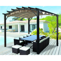 Pergola in Alluminio ad Arco con 7 Lamburde 340x330x240 Colore antracite  e Telo di Copertura