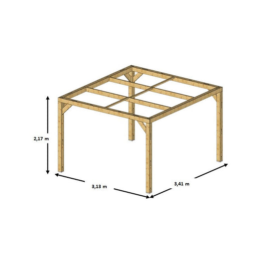 Pergola Thermauvent in Legno Trattato ad Alta Temperatura 341x313 H217 Pali 12x12