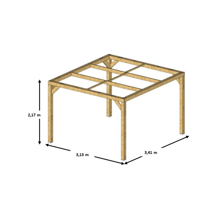 Pergola Thermauvent in Legno Trattato ad Alta Temperatura 341x313 H217 Pali 12x12