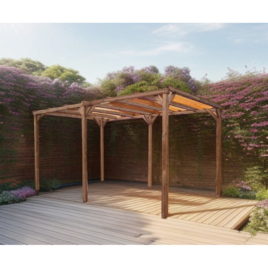 Pergola Thonon in Legno Trattato 296x492 Senza Copertura