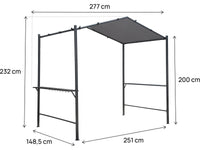 Gazebo pergolato per barbecue - 277 x 149 cm - Antracite