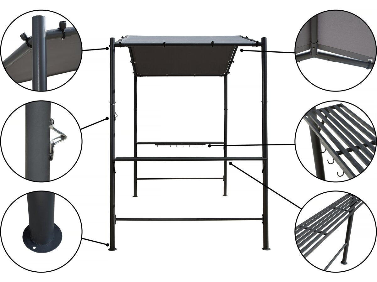 Gazebo pergolato per barbecue - 277 x 149 cm - Antracite