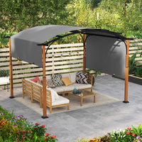 Pergola retrattile da esterno 300x360cm, Pergola metallica con telaio curvo e tettuccio retrattile Grigio-Gazebo