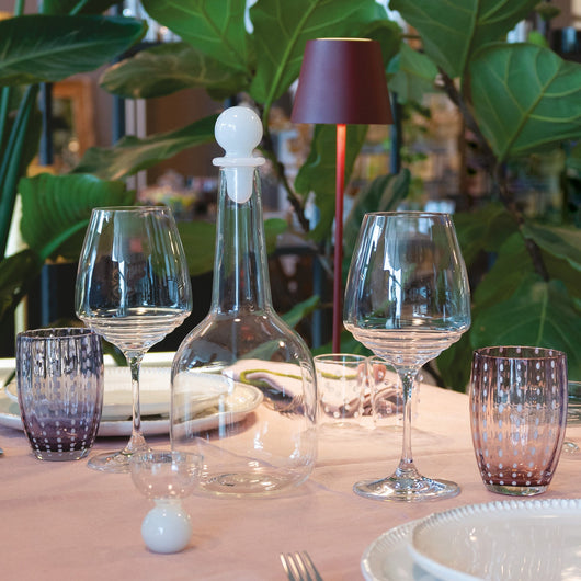 Zafferano Perle Bicchiere Ametista - Vetro Colorato Soffiato a Bocca, 32 cl, Lavorato a Mano - Set da 2 Tumblers Artigianali per Acqua o Cocktail