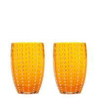 Zafferano Perle Bicchiere Colori misti 1 - Vetro Colorato Soffiato a Bocca, 32 cl, Lavorato a Mano - Set 6 Tumblers Artigianali per Acqua o Cocktail