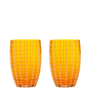 Zafferano Perle Bicchiere Colori misti 1 - Vetro Colorato Soffiato a Bocca, 32 cl, Lavorato a Mano - Set 6 Tumblers Artigianali per Acqua o Cocktail