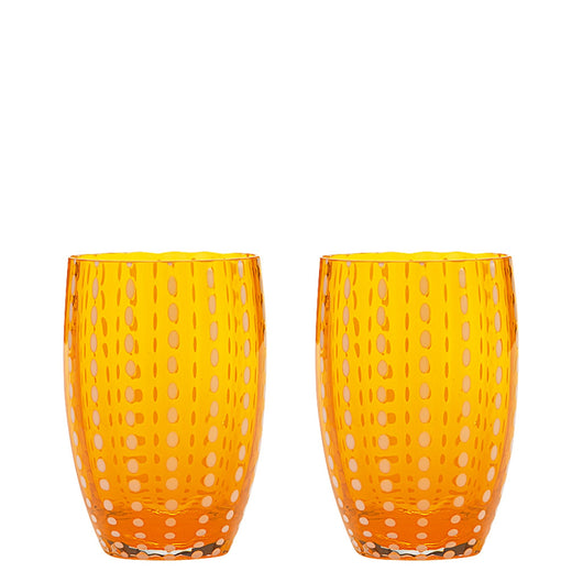 Zafferano Perle Bicchiere Colori misti 1 - Vetro Colorato Soffiato a Bocca, 32 cl, Lavorato a Mano - Set 6 Tumblers Artigianali per Acqua o Cocktail