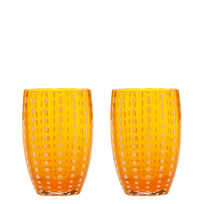 Zafferano Perle Bicchiere Colori misti 1 - Vetro Colorato Soffiato a Bocca, 32 cl, Lavorato a Mano - Set 6 Tumblers Artigianali per Acqua o Cocktail