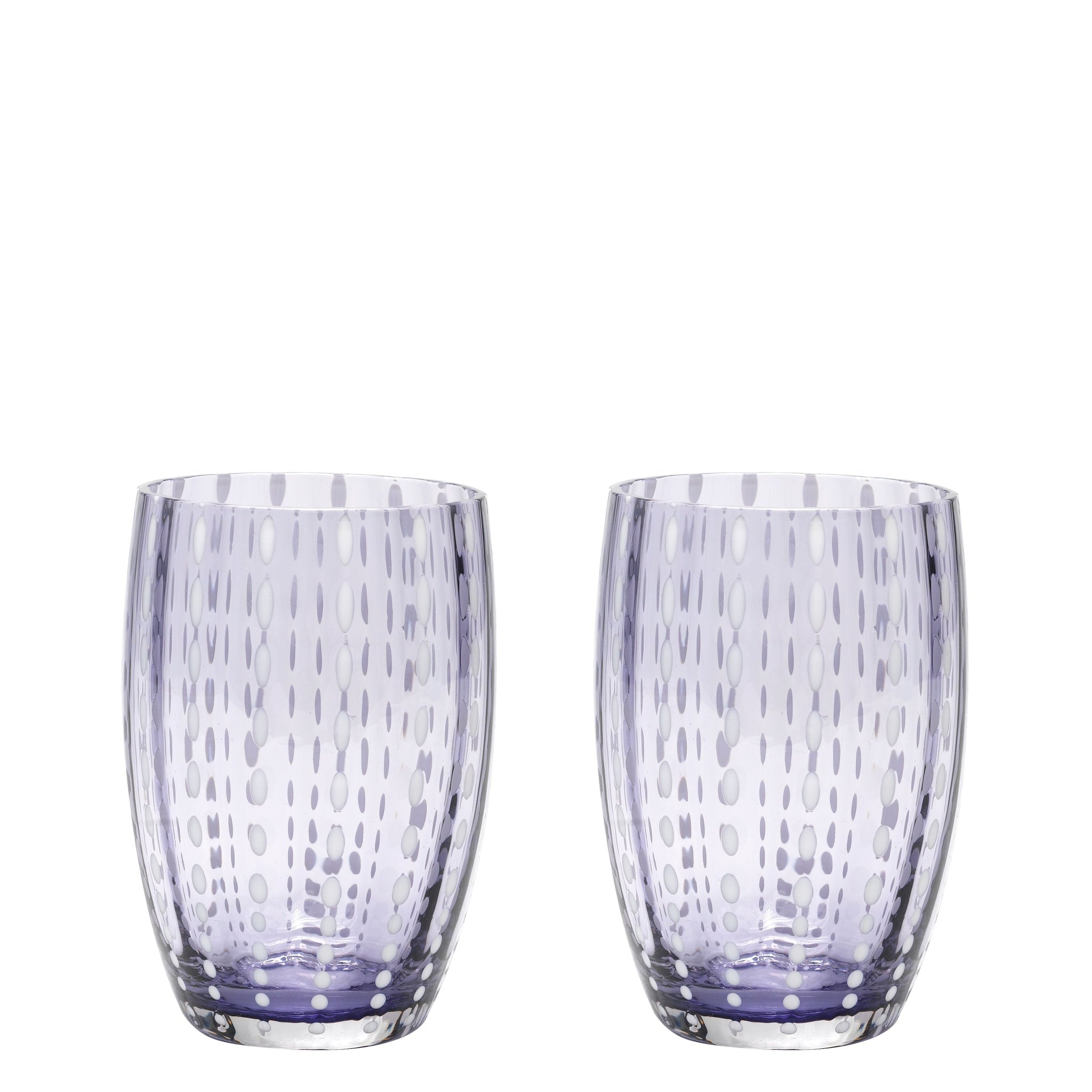 Zafferano Perle Bicchiere Lavanda - Vetro Colorato Soffiato a Bocca, 32 cl, Lavorato a Mano - Set da 2 Tumblers Artigianali per Acqua o Cocktail