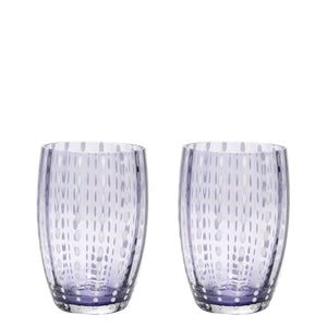 Zafferano Perle Bicchiere Lavanda - Vetro Colorato Soffiato a Bocca, 32 cl, Lavorato a Mano - Set da 2 Tumblers Artigianali per Acqua o Cocktail