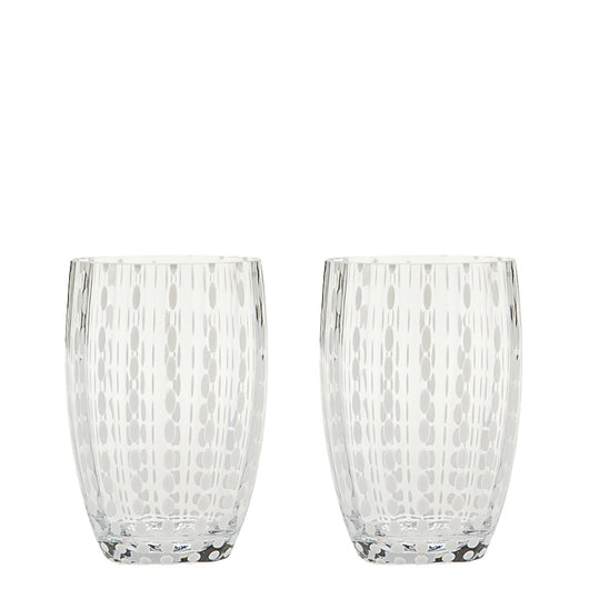 Zafferano Perle Bicchiere Trasparente - Vetro Colorato Soffiato a Bocca, 32 cl, Lavorato a Mano - Set da 2 Tumblers Artigianali per Acqua o Cocktail
