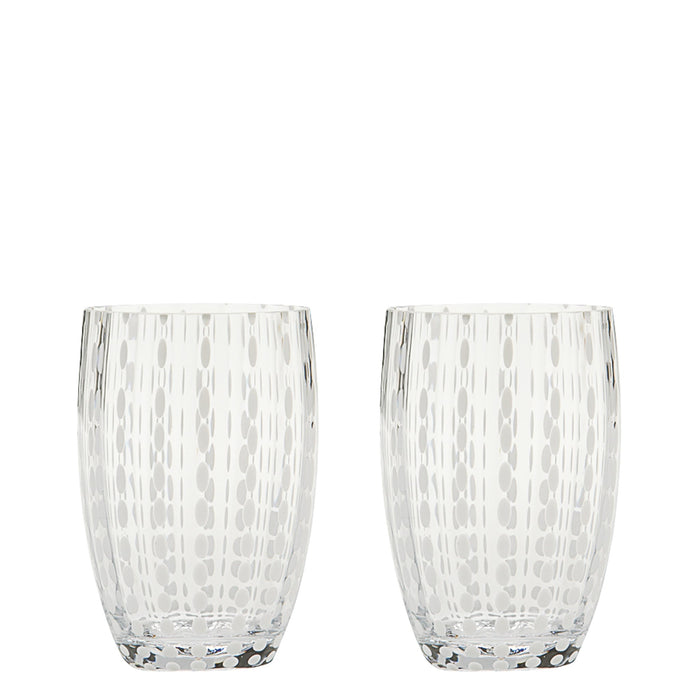 Zafferano Perle Bicchiere Trasparente - Vetro Colorato Soffiato a Bocca, 32 cl, Lavorato a Mano - Set da 2 Tumblers Artigianali per Acqua o Cocktail