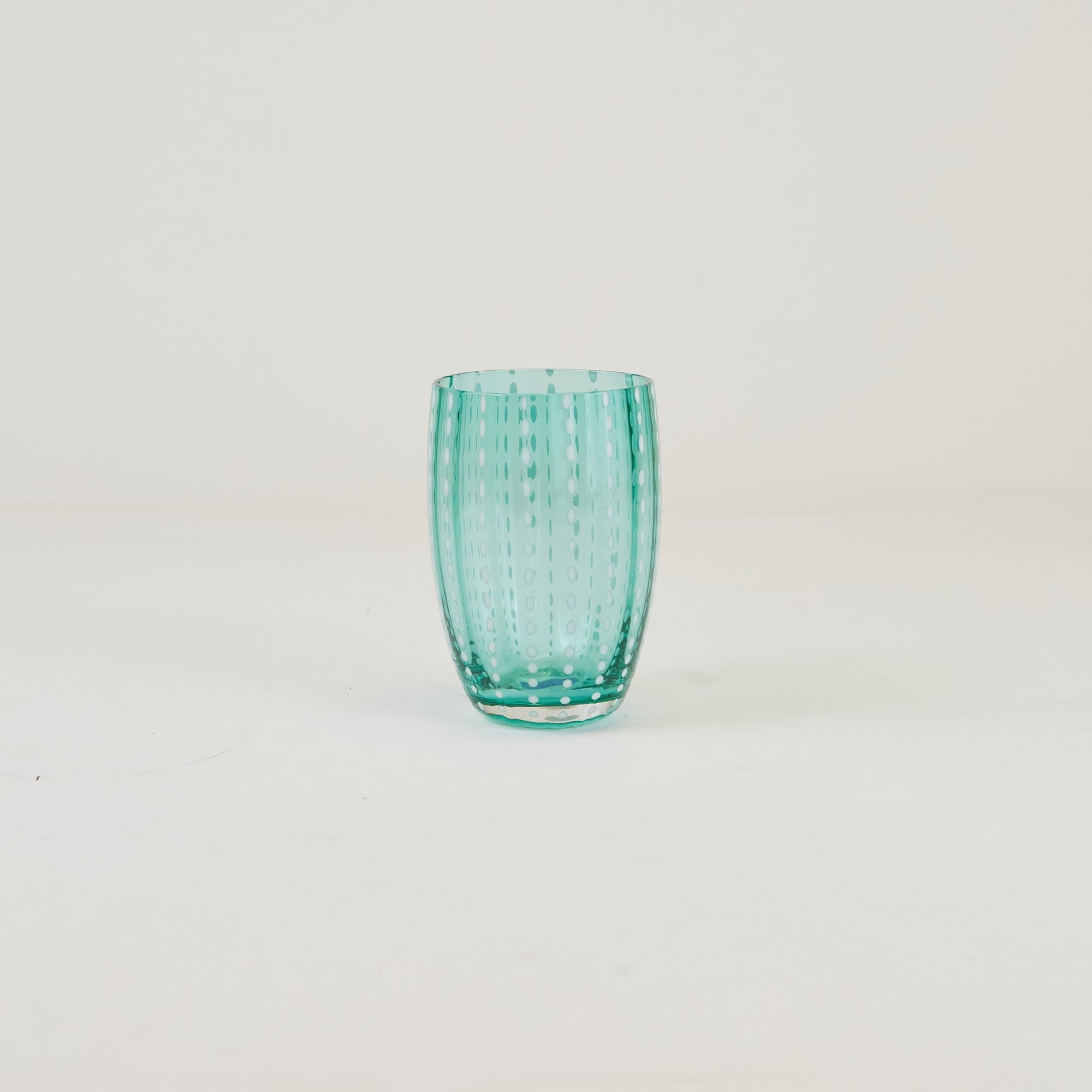 Zafferano Perle Bicchiere Verde - Vetro Colorato Soffiato a Bocca, 32 cl, Lavorato a Mano - Set da 2 Tumblers Artigianali per Acqua o Cocktail