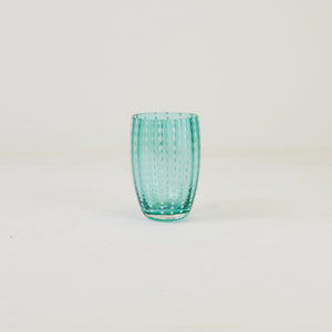 Zafferano Perle Bicchiere Verde - Vetro Colorato Soffiato a Bocca, 32 cl, Lavorato a Mano - Set da 2 Tumblers Artigianali per Acqua o Cocktail