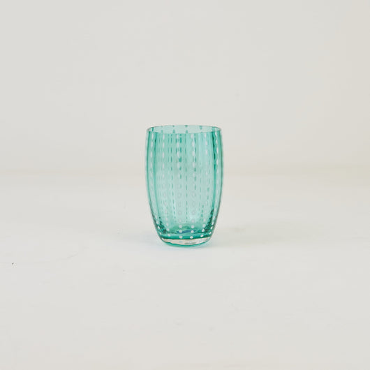 Zafferano Perle Bicchiere Verde - Vetro Colorato Soffiato a Bocca, 32 cl, Lavorato a Mano - Set da 2 Tumblers Artigianali per Acqua o Cocktail