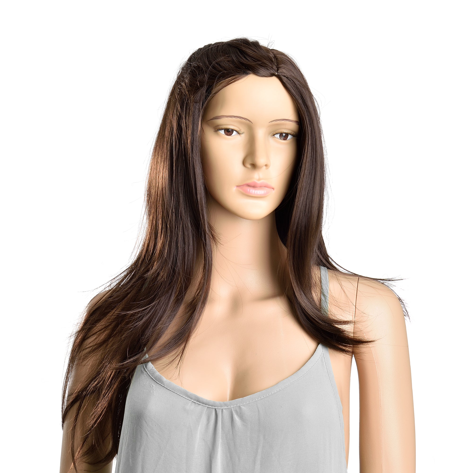 Parrucca da donna capelli voluminosi (lunghi 61cm ang) capelli lunghi / capelli finti - marrone [in.tec]