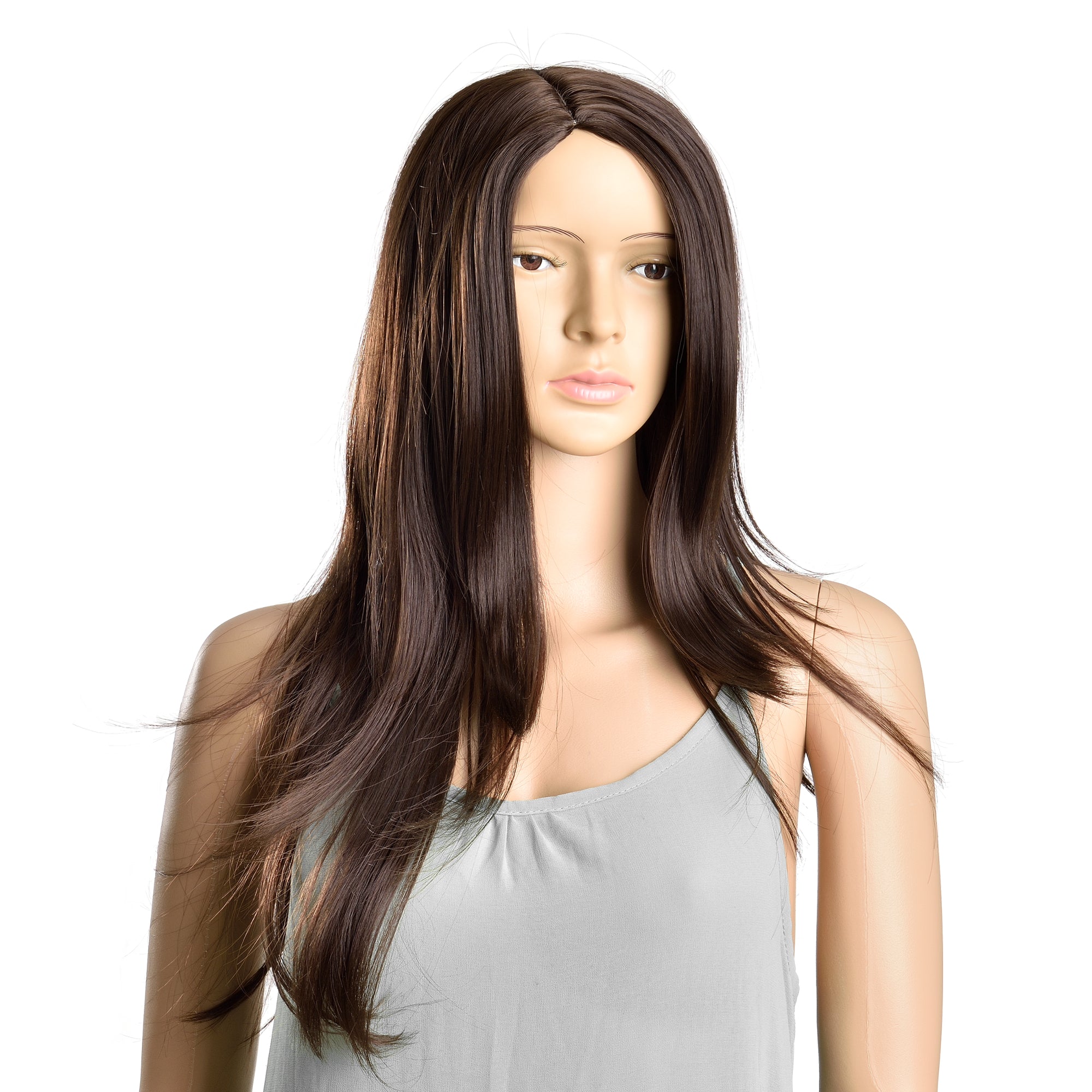 Parrucca da donna capelli voluminosi (lunghi 61cm ang) capelli lunghi / capelli finti - marrone [in.tec]