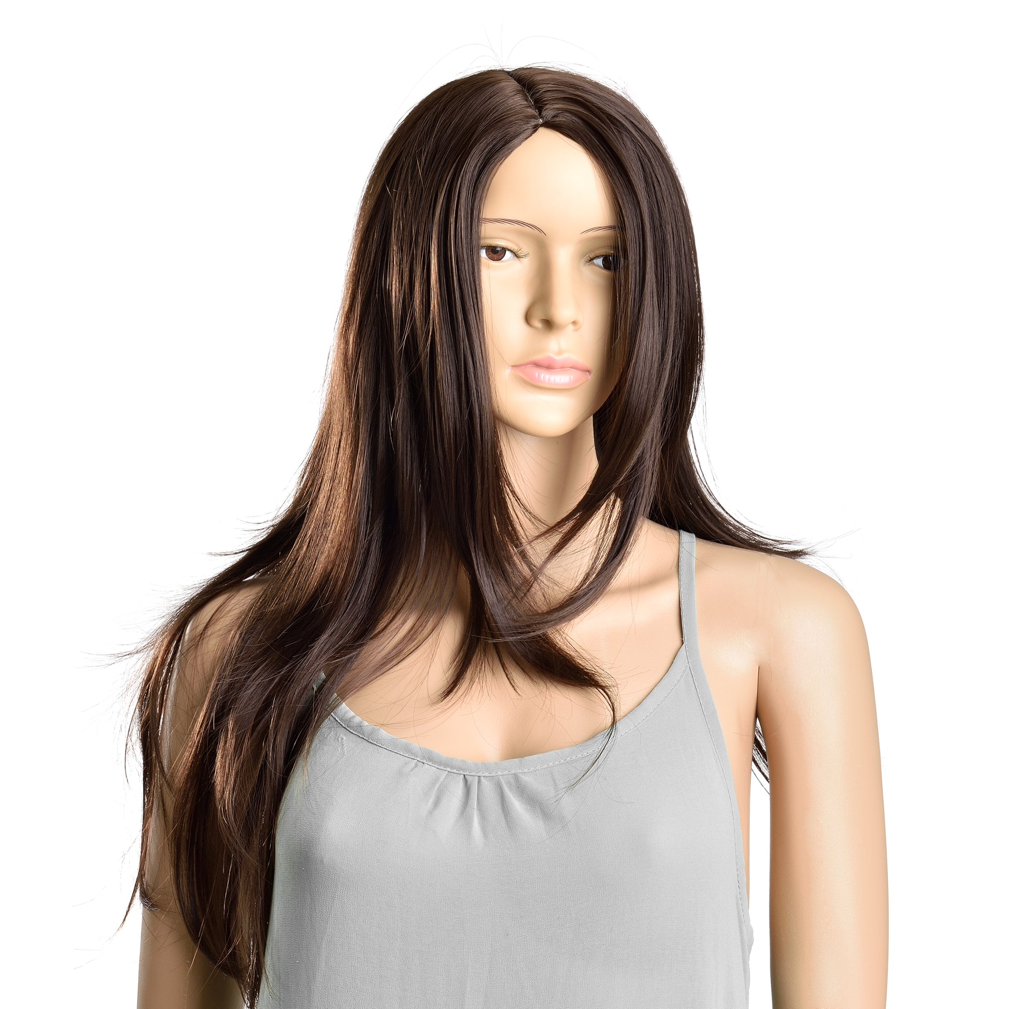 Parrucca da donna capelli voluminosi (lunghi 61cm ang) capelli lunghi / capelli finti - marrone [in.tec]