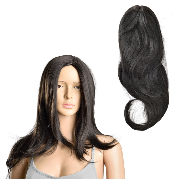 Parrucca da donna capelli voluminosi (lunghi 61cm ang) capelli lunghi / capelli finti - nera [in.tec]