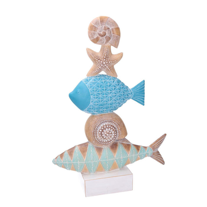 Pesce resina mare con conchiglie naturale cm 32,5x10h46,7