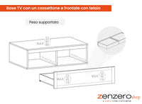 Base TV con un cassettone e frontale con telaio, finitura Argilla, ZLCINFNPENEW51