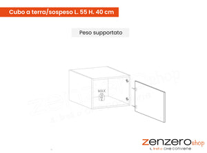 Cubo a terra/sospeso , Bianco lucido, 100% Made in Italy, ZLCINFNPENEW152