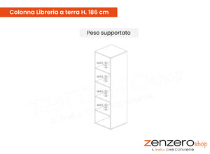 Colonna Libreria a terra, finitura Piombo, ZLCINFNPENEW118