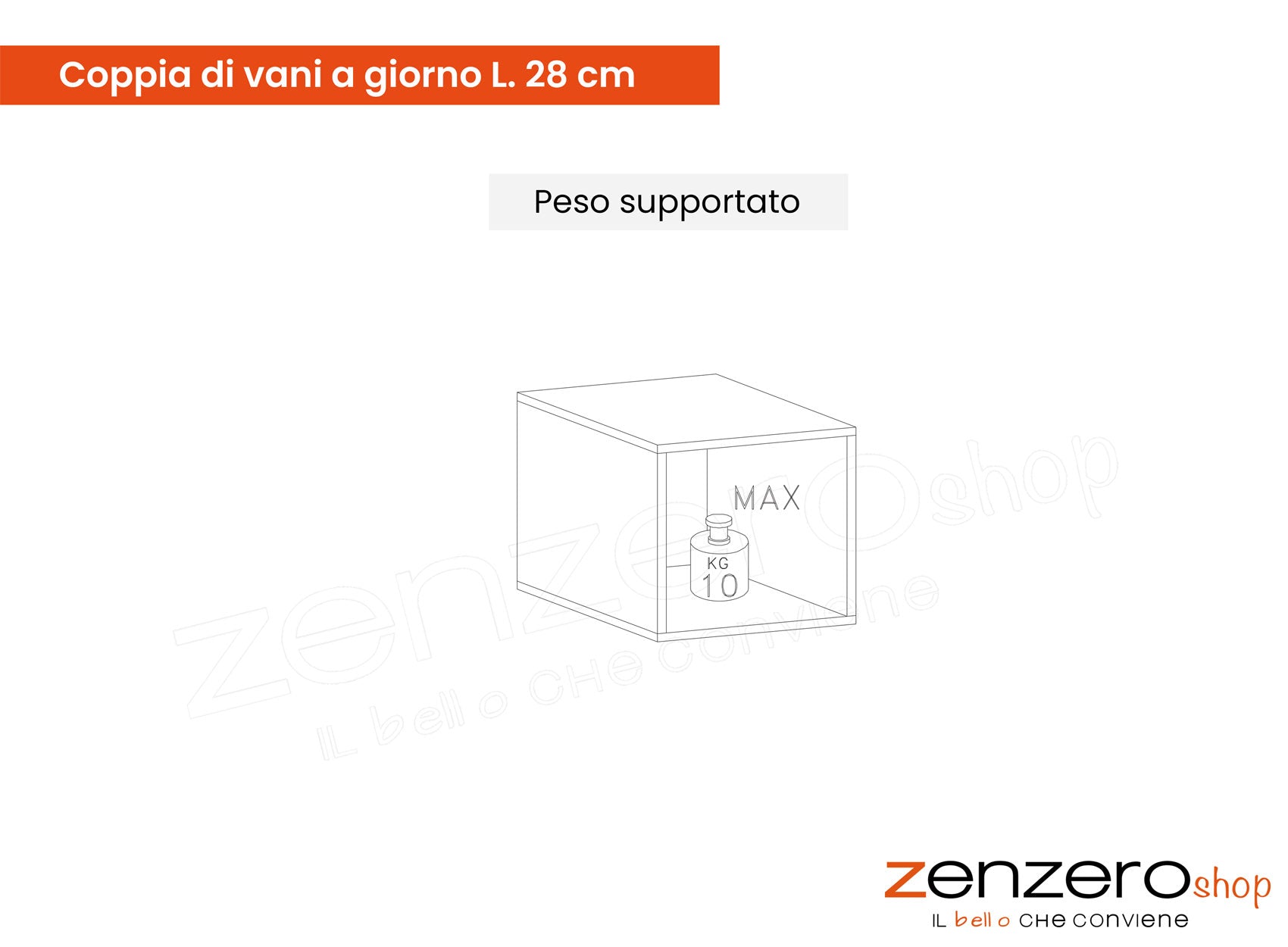Conveniente Coppia di vani a giorno, finitura Mercure, ZLCINFNPENEW210