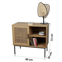 Piccolo buffet 1 anta e 2 vani – Dimensioni 80x39x73 cm, colore quercia e nero – Collezione SAVORY