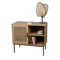 Piccolo buffet 1 anta e 2 vani – Dimensioni 80x39x73 cm, colore quercia e nero – Collezione SAVORY