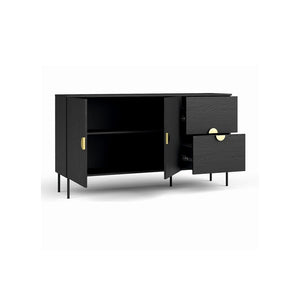 Piccolo buffet 2 porte e 2 cassetti - nero con maniglie dorate - Collezione MONDO