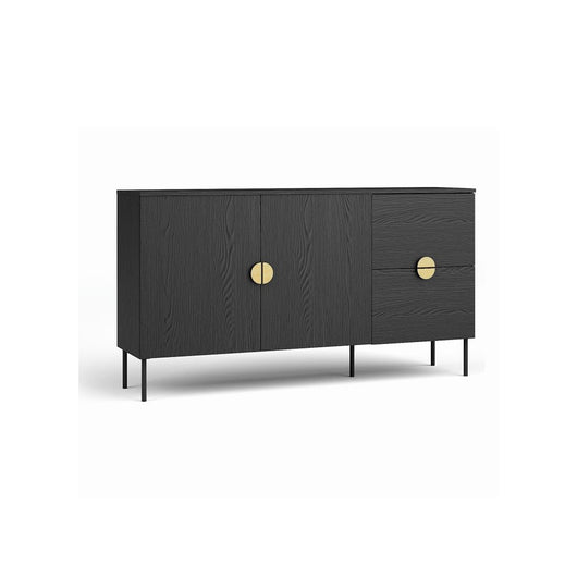 Piccolo buffet 2 porte e 2 cassetti - nero con maniglie dorate - Collezione MONDO
