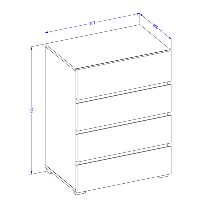 Piccolo buffet HAVANA – 4 cassetti – Bianco e nero – Design moderno e compatto