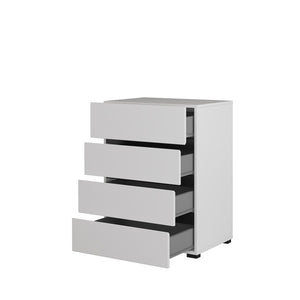 Piccolo buffet HAVANA – 4 cassetti – Bianco e nero – Design moderno e compatto