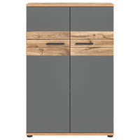 Piccola credenza da ufficio a 2 ante – Grigio antracite e rovere chiaro – SELMA