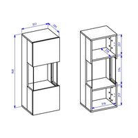 Piccola vetrina sospesa 1 porta parzialmente vetrata collezione EVA. Colore bianco opaco e rovere.