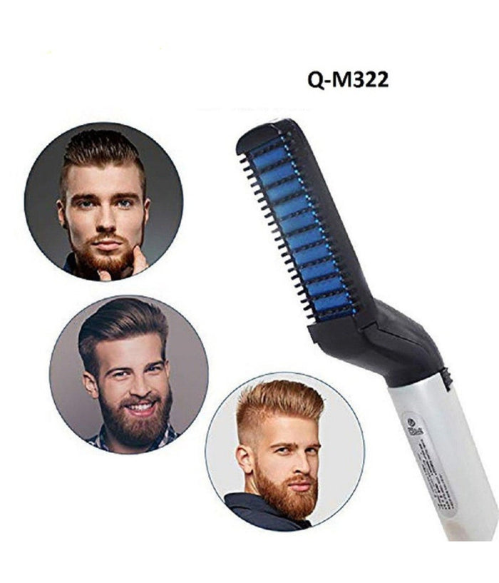 Pettine Spazzola Styling Riscaldata Uomo Per Raddrizzare Capelli Barba Q-m322         